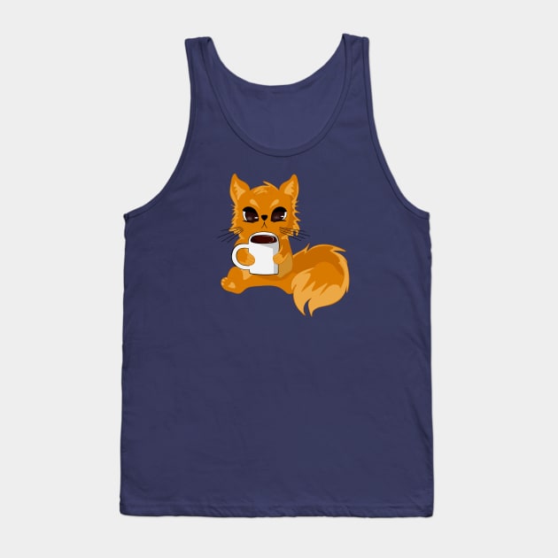 Cat with cup of coffee Tank Top by MariRiUA